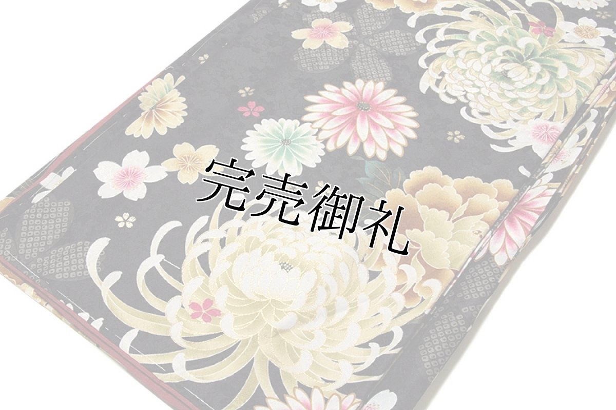 画像3: ■「新品：仕立て上がり：二尺袖」 卒業式 【忘れな草】 身長:１５８ｃｍ-１６８ｃｍまでのお方に最適 黒色 洗える着物■ (3)