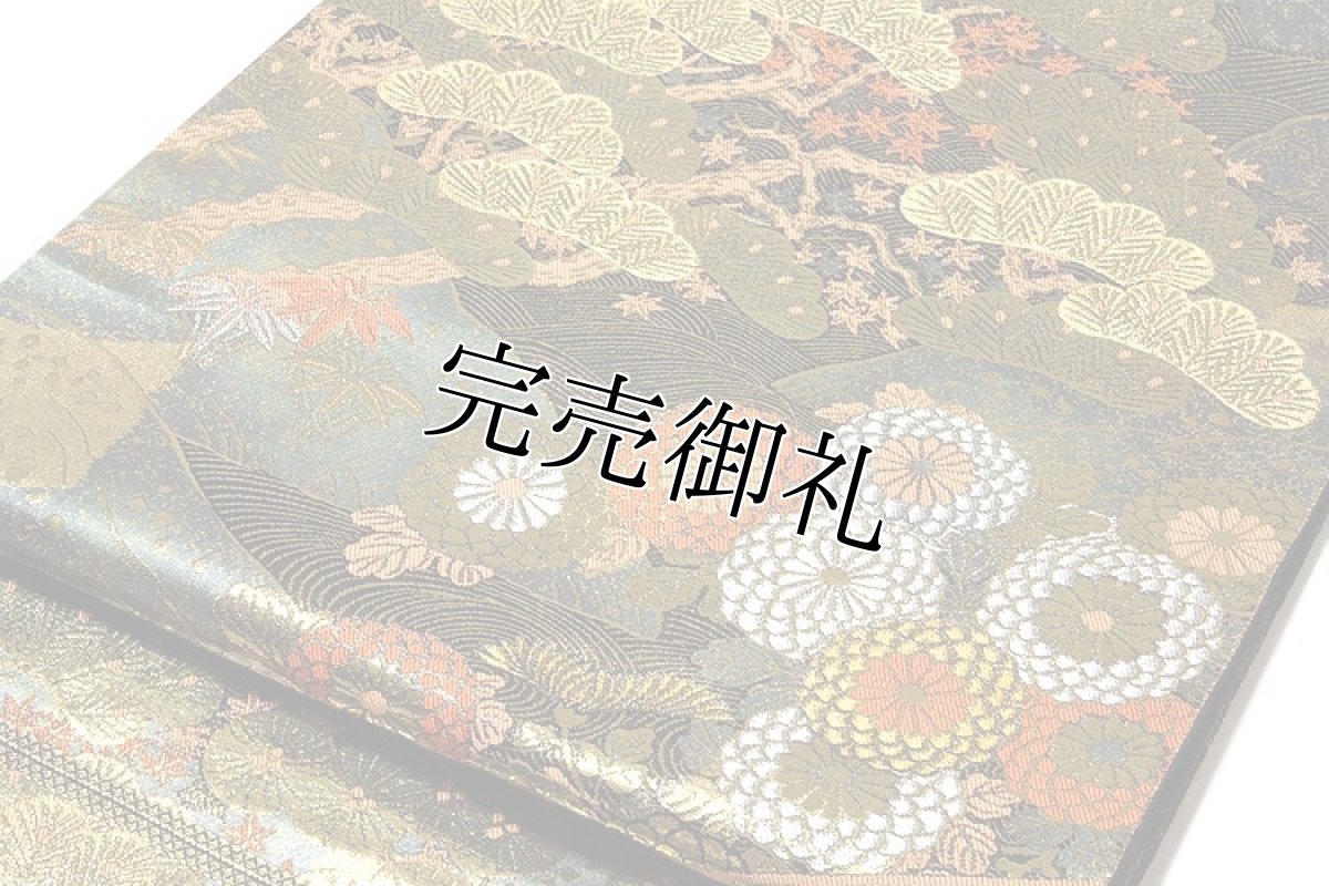 画像4: ■「京都西陣織：老舗 服部織物謹製」 手織 手工芸 こはく錦 蒔絵文様 純金箔 本金箔２４Ｋ 最高級 正絹 袋帯■ (4)