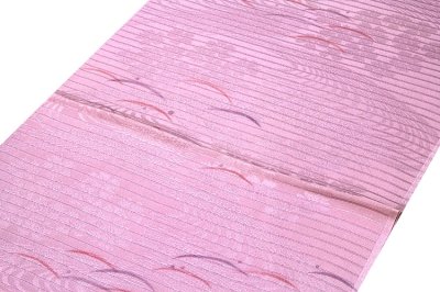 画像1: ■「正絹 夏物 絽」 浅紫色系 露芝柄 地模様 帯揚げ 平組 帯締め セット■