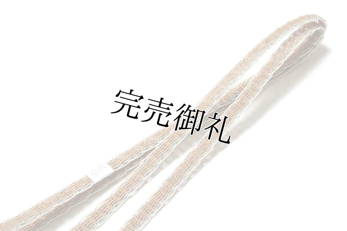 画像4: ■「正絹 夏物 絽」 オシャレな縞柄 地紋 帯揚げ 平組 帯締め セット■ (4)