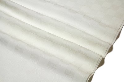 画像2: ■「白さ長持ち シルクロード加工」 夏物 白色 市松紋紗 日本の絹使用 反物 正絹 長襦袢■