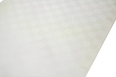 画像1: ■「白さ長持ち シルクロード加工」 夏物 白色 市松紋紗 日本の絹使用 反物 正絹 長襦袢■