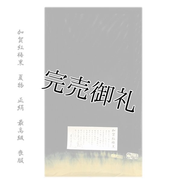 訳あり】「加賀紅梅黒」 加賀染 梅染 石持ち 五泉生地 黒色 夏物 駒絽 