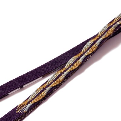 画像2: ■「三分金銀糸 帯締め」 深紫色 正絹 平組 和装小物 着物 礼装 着付け小物 高級 帯〆■