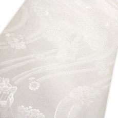 画像2: ■長襦袢 正絹 留袖 フォーマル 礼装用 白色 反物 白さが長持ちするシルクロード加工 流水に御所車柄■ (2)