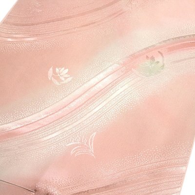 画像2: ■【訳あり】美しいボカシ染め ピンクベージュ色系 花柄 正絹 長襦袢 反物■