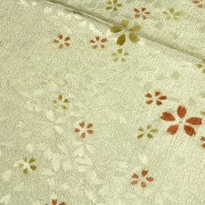 画像2: ■「正絹」 桜柄 地模様 帯揚げ 手ぐみひも リバーシブル 両面使用 平組 帯締め セット■ (2)