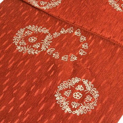 画像1: ■「正絹」 赤丹色系 お洒落 地模様 帯揚げ 【和想庵】 平組 帯締め セット■