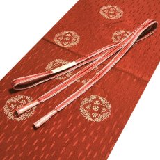 画像1: ■「正絹」 赤丹色系 お洒落 地模様 帯揚げ 【和想庵】 平組 帯締め セット■ (1)