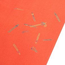 画像3: ■【訳あり】 金彩加工 かんざし柄 鉛丹色 友仙 正絹 反物 長襦袢■ (3)