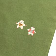 画像3: ■【訳あり】 唐子柄 松葉色系 友仙 正絹 反物 長襦袢■ (3)