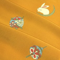 画像3: ■【訳あり】 オシャレ 可愛らしい 黄土色系 友仙 正絹 反物 長襦袢■ (3)