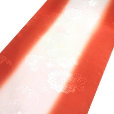 画像2: ■【訳あり】「振袖用」 振りボカシ 袖ボカシ 鉛丹色系×薄ピンク色系 ボカシ染め 反物 正絹 長襦袢■ (2)