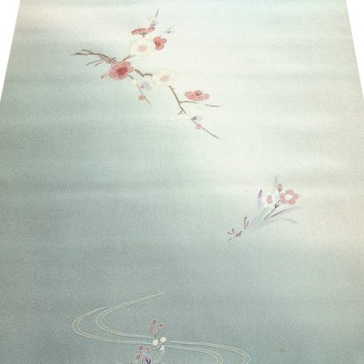 画像2: ■【訳あり】 手描き 花柄 友仙 付下げ柄 ボカシ染め 正絹 反物 長襦袢■