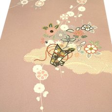 画像4: ■【訳あり】 本染め 金駒刺繍入り 金彩加工 花模様 丹後ちりめん 反物 正絹 高級 付下げ■ (4)