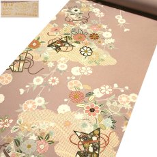 画像1: ■【訳あり】 本染め 金駒刺繍入り 金彩加工 花模様 丹後ちりめん 反物 正絹 高級 付下げ■ (1)