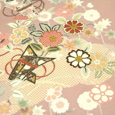 画像2: ■【訳あり】 本染め 金駒刺繍入り 金彩加工 花模様 丹後ちりめん 反物 正絹 高級 付下げ■ (2)