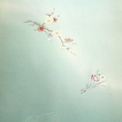 画像2: ■【訳あり】 手描き 花柄 付下げ柄 ボカシ染め 羽二重生地 正絹 反物 長襦袢■