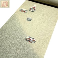 画像2: ■【訳あり】 生紬 落款入り 京友禅 通産大臣指定伝統的工芸品 正絹 反物 花瓶柄 付下げ■ (2)