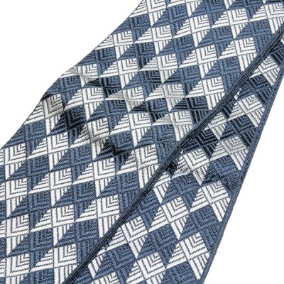 画像3: ■男物 「井上絹織謹製:金印」【剛】 日本製 紺鼠色 本場筑前博多織 正絹 角帯■