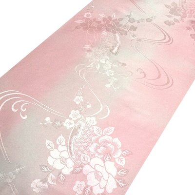 画像2: ■「振袖用」 振りボカシ 袖ボカシ 虹色×ピンクベージュ色 反物 正絹 長襦袢■