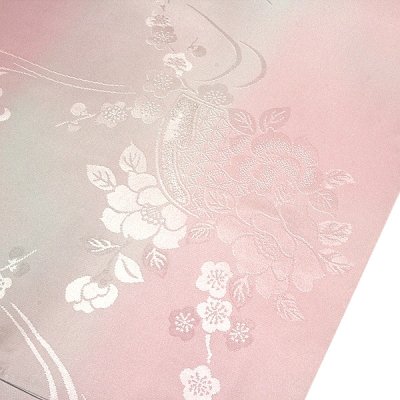 画像3: ■「振袖用」 振りボカシ 袖ボカシ 虹色×ピンクベージュ色 反物 正絹 長襦袢■
