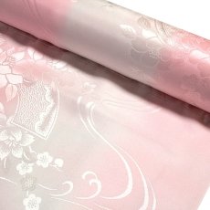 画像4: ■「振袖用」 振りボカシ 袖ボカシ 虹色×ピンクベージュ色 反物 正絹 長襦袢■ (4)