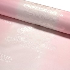 画像4: ■【訳あり】 振袖用 花柄 振りボカシ 袖ボカシ 虹色×ピンクベージュ色 反物 正絹 長襦袢■ (4)