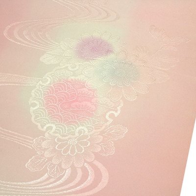 画像3: ■【訳あり】 「振袖用」 振りボカシ 袖ボカシ ピンクベージュ色系 美しいボカシ染め 反物 正絹 長襦袢■