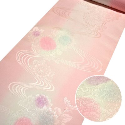 画像1: ■【訳あり】 「振袖用」 振りボカシ 袖ボカシ ピンクベージュ色系 美しいボカシ染め 反物 正絹 長襦袢■