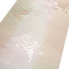 画像3: ■【訳あり】 振袖用 袖ボカシ 淡黄色×ピンクベージュ色系 花柄 反物 正絹 長襦袢■ (3)