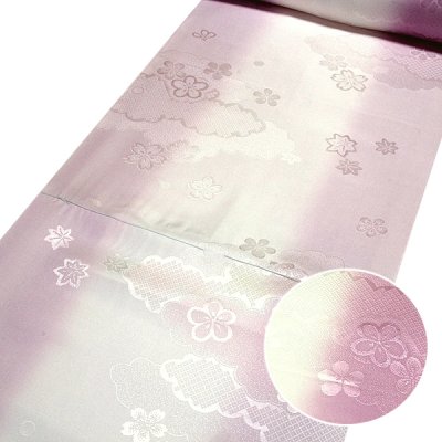 画像1: ■【訳あり】 振袖用 袖ボカシ 石竹色×ピンクベージュ色系 反物 正絹 長襦袢■