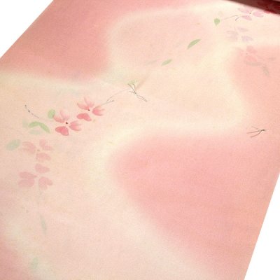 画像2: ■長襦袢 正絹 新品 訳あり 反物 花柄 ぼかし ピンクベージュ 未仕立て 着物■