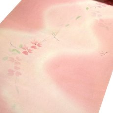 画像2: ■長襦袢 正絹 新品 訳あり 反物 花柄 ぼかし ピンクベージュ 未仕立て 着物■ (2)