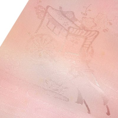 画像3: ■長襦袢 正絹 新品 訳あり 反物 御所車 ぼかし ピンクベージュ 未仕立て 着物■