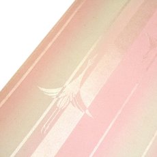 画像3: ■長襦袢 正絹 新品 訳あり 反物 縞に鶴 ぼかし ピンクベージュ 未仕立て 着物■ (3)