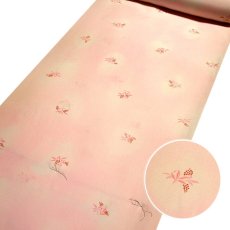 画像1: ■長襦袢 正絹 新品 訳あり 反物 南天 ぼかし ピンクベージュ 未仕立て 着物■ (1)