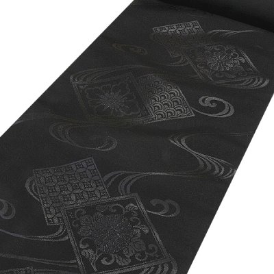 画像2: ■喪服帯 黒共帯 京都西陣織 老舗 西哲機業謹製 草木染 黒色 九寸 正絹 名古屋帯■