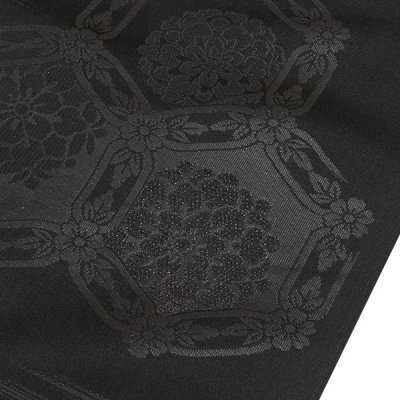 画像3: ■喪服帯 黒共帯 別染 緞子織 黒色 九寸 正絹 名古屋帯■