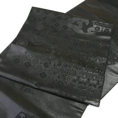画像1: ■【訳あり】喪服帯 黒共帯 黒色 九寸 正絹 名古屋帯■ (1)