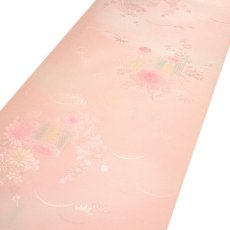 画像2: ■長襦袢 正絹 新品 訳あり 反物 古典柄 貝桶 ぼかし ピンクベージュ 未仕立て 着物■ (2)