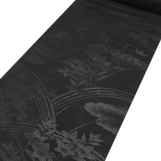 画像2: ■喪服帯 夏物 絽 京都西陣織 小迫芳彦謹製 全通 黒共帯 黒色 九寸 正絹 名古屋帯■ (2)