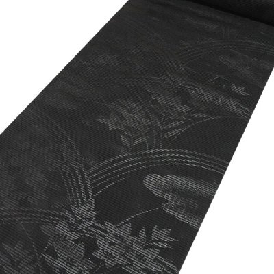 画像2: ■喪服帯 夏物 絽 京都西陣織 小迫芳彦謹製 全通 黒共帯 黒色 九寸 正絹 名古屋帯■