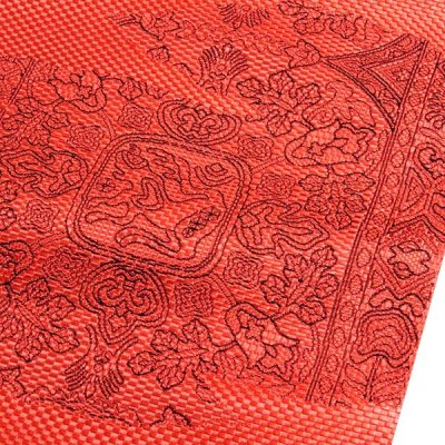 画像3: ■名古屋帯 正絹 訳あり 本場筑前博多織 八寸 緑印 赤丹色 博多帯■