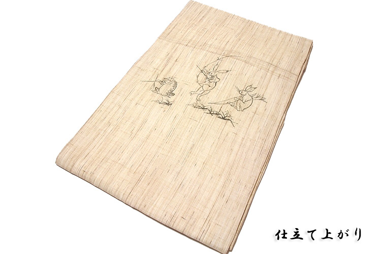 夏物-正絹-本麻」 手描き 鳥獣戯画 太鼓柄 オシャレ 【夏の着物