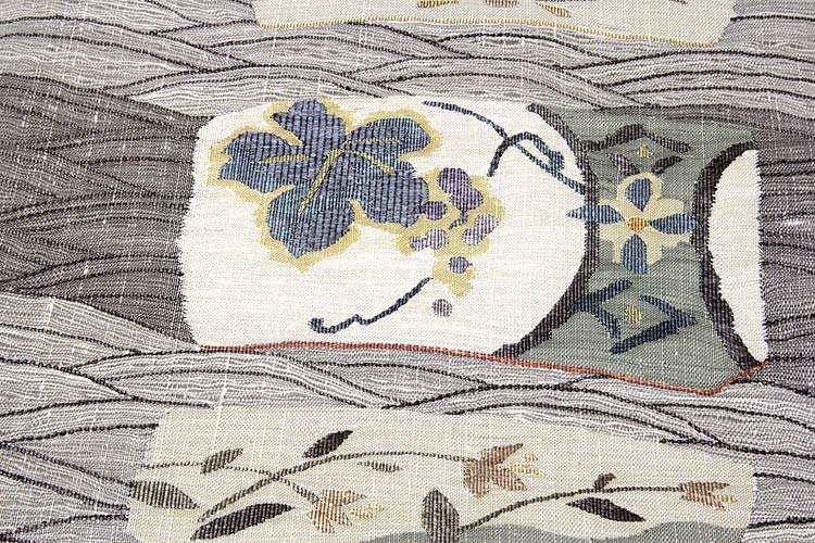 スリーシーズン-正絹-波筬織」 漢方薬草染 じゅらく 手織り 単衣の着物 
