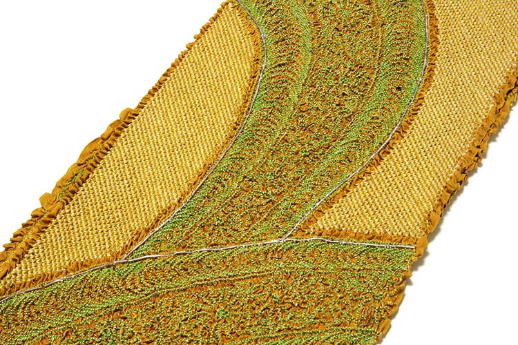 染め分け 振袖に最適 正絹 総絞り 帯揚げ 飾りつき 金糸織 丸組 帯締め