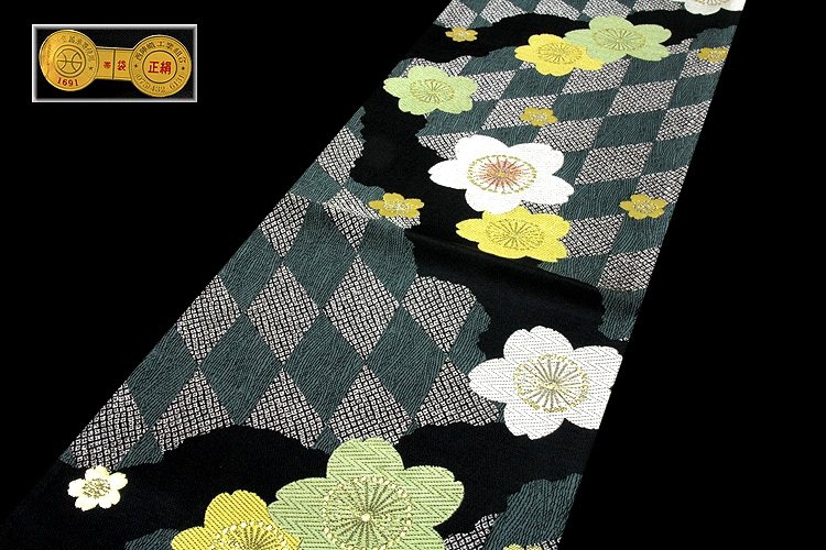 マリンブルーに桜が織られた袋帯 着物 | irai.co.id