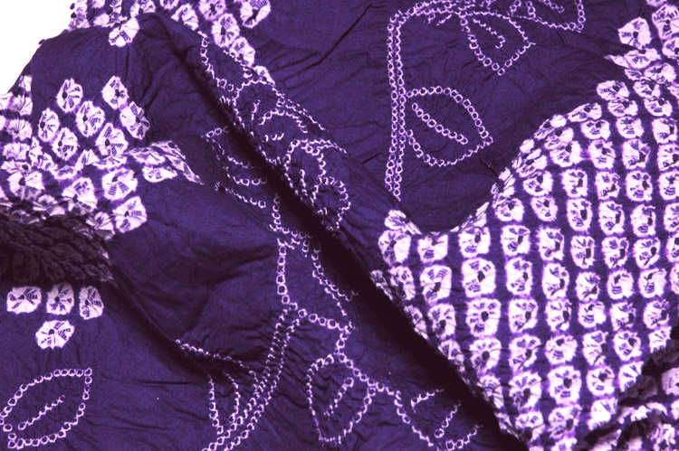 伝統工芸品 有松鳴海絞り 青紫色 最高級 浴衣