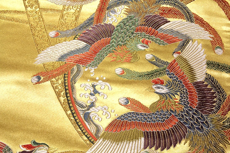 京都西陣老舗「名門-となみ織物謹製-京の名宝」 鳳凰柄 豪華絢爛 フォーマルに最適 正絹 高級 袋帯
